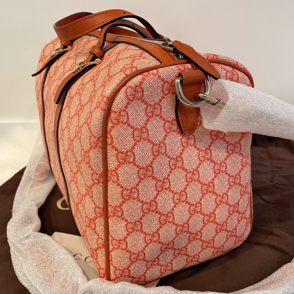 Gucci 322231 nice GG Supreme canvas boston bag Orange - Picture 4 of 11